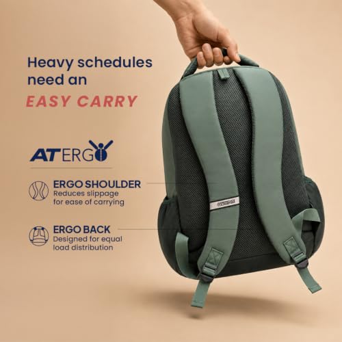 Image of American Tourister Nexa Style 01 | 36L Backpack | Casual Bag | 3 Compartments | School & College Backpack for Men and Women | Olive | 1 Yr Global Warranty