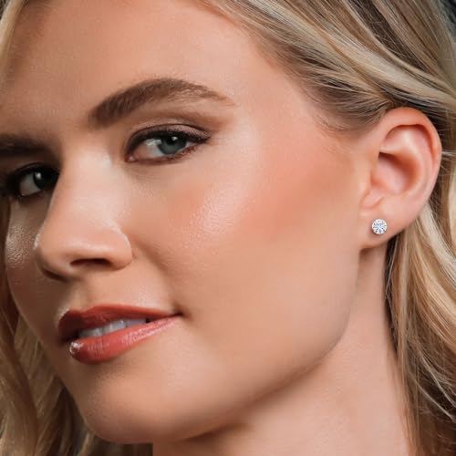 Gem Stone King Solid 14K Gold Round Moissanite Martini 3 Prong Secure Screw-Backs Stud Earrings For Women Men | 1.50 Cttw | Round 6MM4