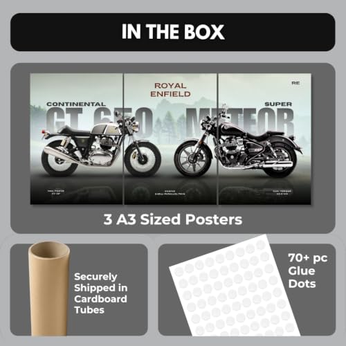 Image of RE Continental GT 650 Poster | Royal Bullet Poster Split Design Large Size (89 x 42 cm) GT 650 Mr Clean Wall Decor | Bike Posters for Wall, Gift for Boys Frames Bedroom, Hostel, Study Room (B 049)