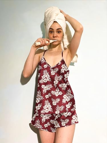 Image of Ekouaer Silk Pajamas for Women Satin Cami V Neck Camisole Shorts Pjs Set | Adjustable Strap Sleepwear Lingerie Sets for Women for Wedding, Party, Home, Daily Wear, Honeymoon
