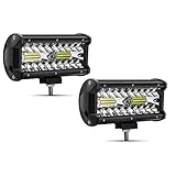 Safego Focos LED Tractor, 7' 120W 9600LM Faro Trabajo LED 12V 24V Barra LED IP67 Impermeable Luz de Niebla, Focos LED Coche para Tractores Offroad Moto ATV SUV Camión, 2PCS