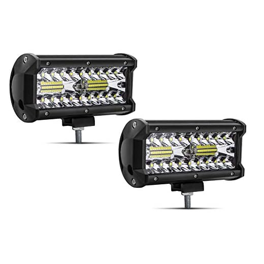 Safego 7" 120W Luz de Trabajo LED Foco Led Coche 9600LM Spotlight IP68 Impermeable de Faros Led Tractor Blanco Frío Para Off Road Camión Moto SUV ATV Barco 12V 24V, Garantía de 1 año, 2 piezas