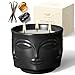 Viyffo 20oz Large Black Funny Scented Candle for Men – Vanilla & Amber Oud, 3 Wick Non Toxic Soy Candle, Matte Ceramic Jar, Luxury Home Fragrance, Elegant Winter Décor & Premium Valentines Day Gift