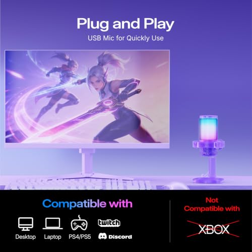 Image of MAONO USB Gaming Microphone for PC, Noise Cancellation Condenser Mic with RGB, Mute, Gain, Computer Desk Mic for Streaming, Podcast, Chat, Twitch, YouTube, Discord, PS5, PS4, GamerWave DGM20 Purple