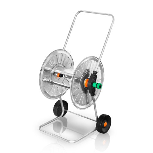 Carrello portagomma in metallo con bordo da 285 mm di larghezza per 80 metri di tubo da 1/2
