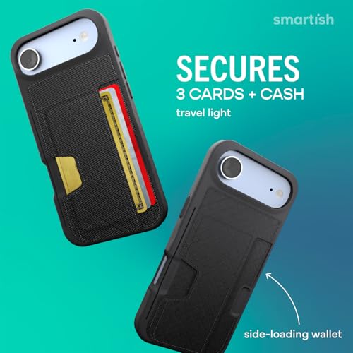 Funda tipo cartera para iPhone Air con tarjetero protector y soporte Smartish Black 2