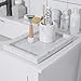 JIMEI Marble Vanity Tray Guest Towel Holder Tray for Bathroom, Coffee Table Tray for Living Room Bathroom Hand Towel Tray, Napkin Holder for Bathroom,White Marble Tray