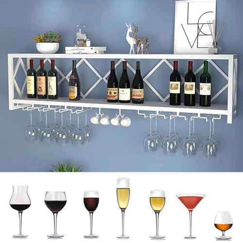 Support à vin mural réglable pour différents types de verres à pied