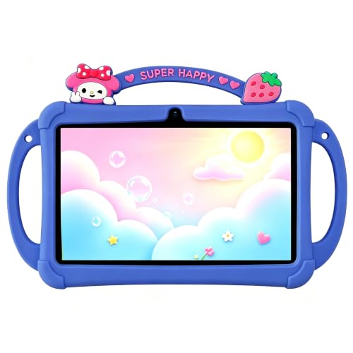 Image of PRITOM 7 inch Android Tablet for Kids,4GB RAM, 32GB ROM Storage,Quad Core Processor,1024x600 IPS Display,Wi-Fi and Bluetooth,Shock-Resistant Protective case, Built-in Parental Controls (Blue)