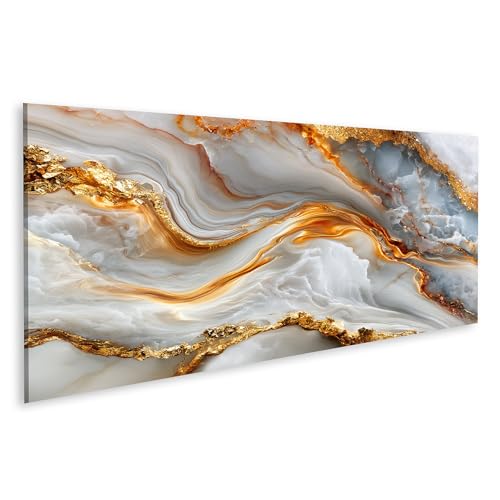 Tableau sur toile élégante veine dorée pour transformer l'ambiance d'un grand salon moderne