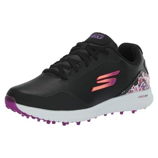 Skechers Women's Go Golf Max Arch Fit Spikeless Golf Shoe Trainers, Black Floral Pattern Waterproof, 5.5 UK