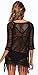 KingsCat Black Crocheted Tassel Beach Wear Swimsuit Cover Up / Half Sleeve