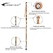 FOREST PILOT Big Ball Head Twisted Style Wooden Walking Stick for Hiking with Compass (Nature Color, 48 Inches, One Piece)