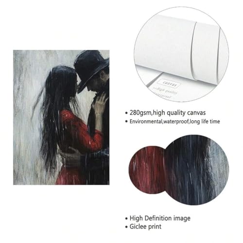 Impression sur toile et poster silhouette de fleur romantique