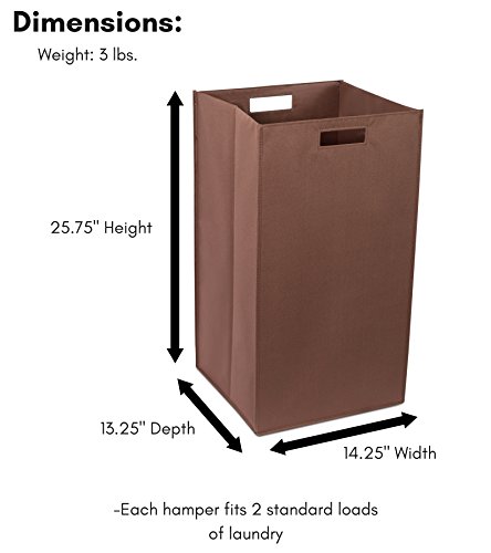 Internet's Best Collapsible Laundry Hamper - Set Of 2 - Dirty Clothes Sorter With Handles - Magnetic Side - Easy Storage - Folding - Brown #TOP2