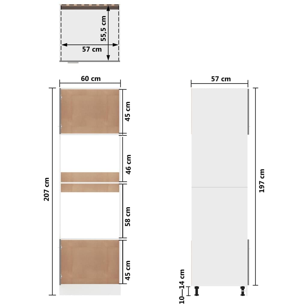 vidaXL Meuble Micro-Ondes Lyon Blanc 60 x 57 x 207 cm Bois d'ingénierie