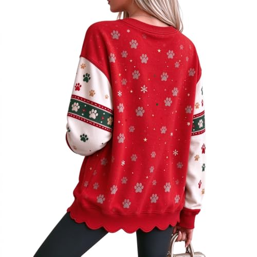 Christmas Shirts for Women Scalloped Hem Pet Graphic Comfy Pullover - image 5