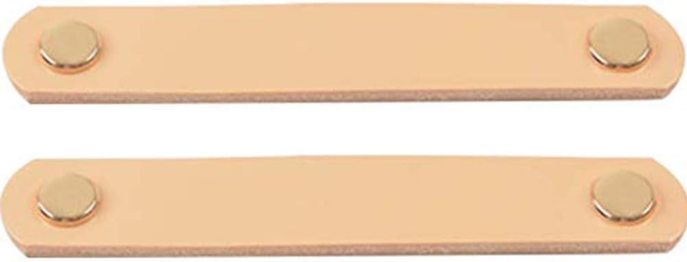 Creation Core 2Pcs Genuine Leather Drawer Pulls Wardrobe Cabinet Knobs with Screw(Golden Copper Head/Hole Distance:3.78")