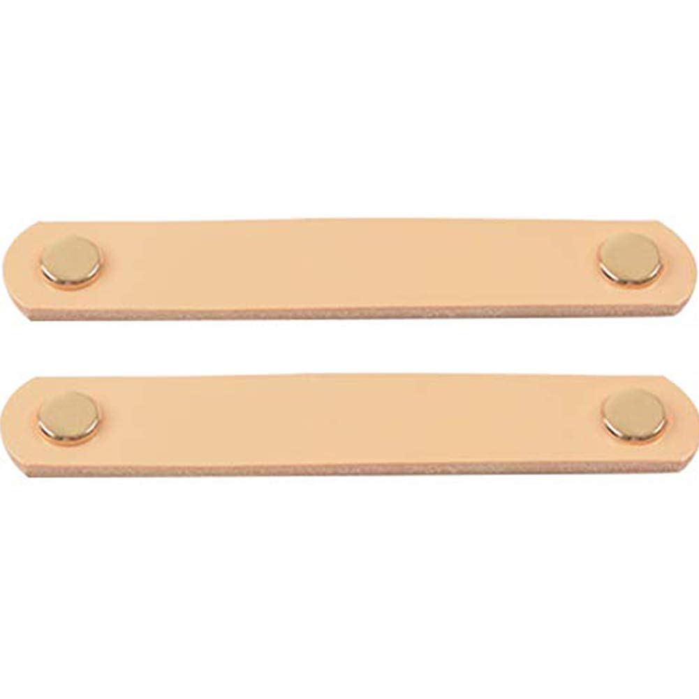 Creation Core 2Pcs Genuine Leather Drawer Pulls Wardrobe Cabinet Knobs with Screw(Golden Copper Head/Hole Distance:3.78")