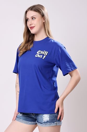 Image of London Hills Women's Cotton Oversized Fit Tshirt |Printed Oversized t Shirts Longline Drop Shoulder Boho Style T-Shirt