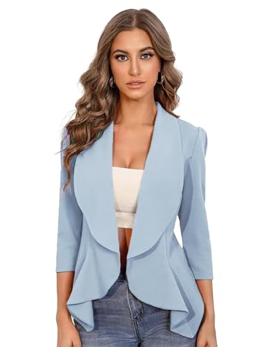 Image of KOTTY Women's Lightweight Open Front Blazer - Draped Waterfall Longline Blazer Style