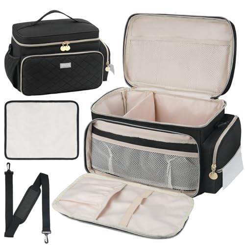 Image of Jaffzora Breast Pump Bag Compatible with Spectra S1 and S2, Breast Pumping Travel Storage Bag with Waterproof Mat for Pumping Essentials and Accessories, Black