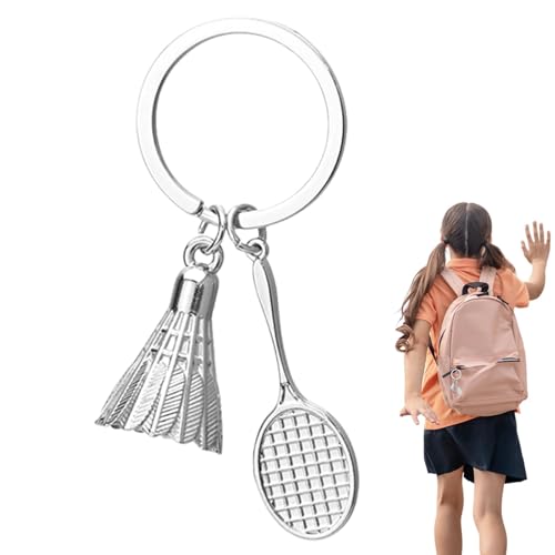 Badminton Keychain, Home Keys Holder Accessory, Metal Shuttlecock Keyring, Backpack Decoration Charm for Sports Lovers, Unique G