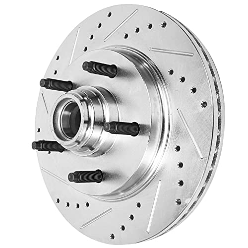 Image of Detroit Axle - 2WD Front Brake Kit for 2000-2003 Ford F-150 | 2002 Lincoln Blackwood, Drilled & Slotted Disc Brake Rotors Ceramic Brakes Pads Replacement 5 Lugs