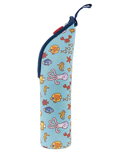 Katuki Saguyaki - Termo Infantil Para Líquidos 0,35L con Funda de Neopreno Azul y Tapón-Vaso