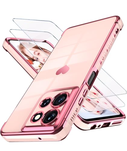 Dretal for Motorola Moto-G-5G-2026 Case,Moto G Play 2026 Case,2X Screen Protector,Girl Women Cute Girly Love-Heart Luxury Gold Soft Silicone Shockproof Phone Case Cover for Motorola G 2026 (Pink)