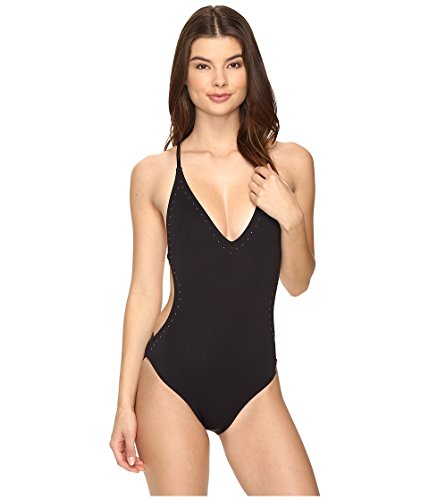 Vince Camuto Women's One Piece Swimsuit with Crossback Detail, Pacific Coast Black, 4