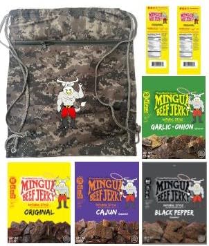 Mingua Sampler Beef Jerky in Camo Backpack Bag