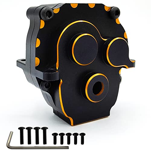Hoplex Cnc Aluminum Transmission Case Gearbox Housing For 1/18 Trx4M Rc Crawler Upgrades Parts(Black Gold) #TOP30