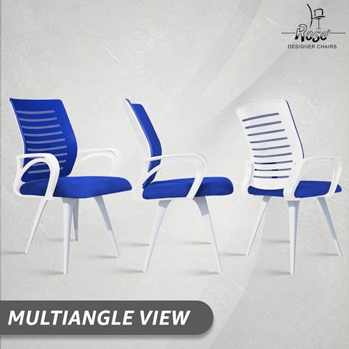 Image of ROSE Elite | 3 Years Brand Warranty | Ergonomic Office Chair, Study, WFH, Revolving, Rolling, Desk, Task, Laptop, Student Chair (White & Blue, Elite MB Reception)