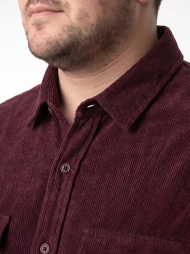 Image of Urbano Plus Men's Corduroy Full Sleeve Regular Fit Solid Overshirt with Utility Pockets