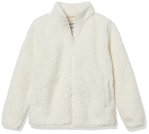 Amazon Essentials Chamarra de Forro Polar Sherpa con Cierre Completa, Color Marfil, Talla L
