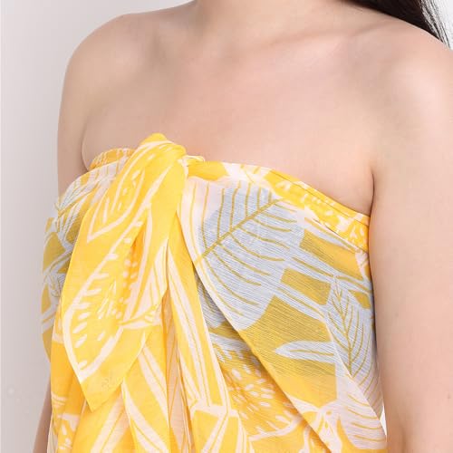 Image of EROTISSCH Women's Poly Georgette One-Piece Swimsuit Cover-Up Sarong, Made of 100% Polyester, Quick-Dry, Lightweight Beachwear for Girls with Adjustable Halter Neck, Suitable for Beach,Resort&Pool