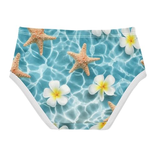 Starfish Flowers Ocean Blue Girl Panties Cute Toddler Underwear Floral Cotton Colorful Briefs Undies Kids 2t2