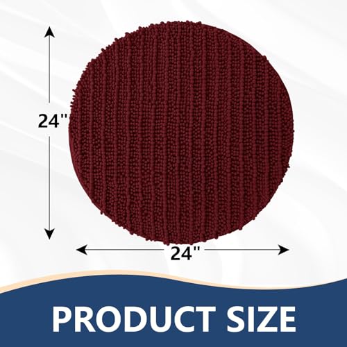 Image of Arotive Round Bathroom Rugs 24x24, Extra Soft Thick Absorbent Shaggy Chenille Bath Rugs, Non-Slip Machine Wash Dry, Bath Mats for Bathroom Floor, Tub and Shower, Home Decor Accessories, Burgundy