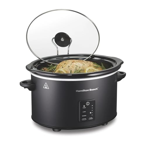 Image of Hamilton-Beach 5-Quart Programmable Slow Cooker, Digital Timer, Dishwasher-Safe Non-Stick Crock, Mess-Free Lid Rest, Auto Keep Warm, Family-Size Pot for Stews, Roasts, and One-Pot Meals