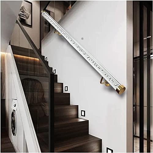 Rampe d'escalier acrylique transparent et supports dorés 200 cm réglable - 6