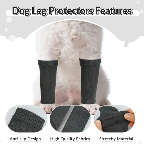 Image of ROZKITCH 4 PCS Dog Arm Sleeves for Licking Scratching Elbow Wound | Soft Knitting, Stretchy Fit Sleeves, Helps Reduce Licking, Dog & Cat Friendly, Easy to Wear, Daily Leg Coverage