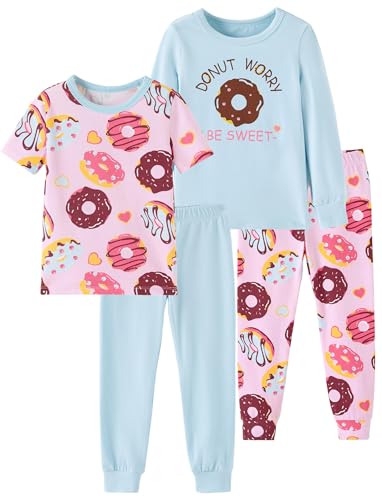 PATPAT Organic Cotton Baby Girls Pajama Sets with 4-Pieces, Snug