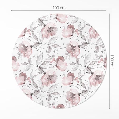 Tapis Vinyle ø100 cm Rond Durable Matière Premium Décoration