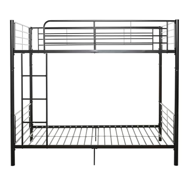 Walker Edison Elodie Urban Industrial Twin over Twin Metal Bunk Bed, Twin over Twin, Black