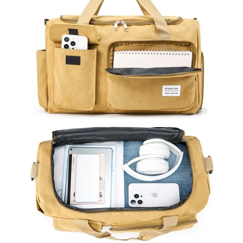 Image of Small Gym Bag for Women, Travel Duffle Bag Carry On Weekender Bag with Shoe Compartment