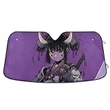 KYZSXZ Windshield Sun Shade Anime Japanese Samurai Print for Automobile, Aluminum foil Layer Reflective Sun Visor for SUV Sedan L Size