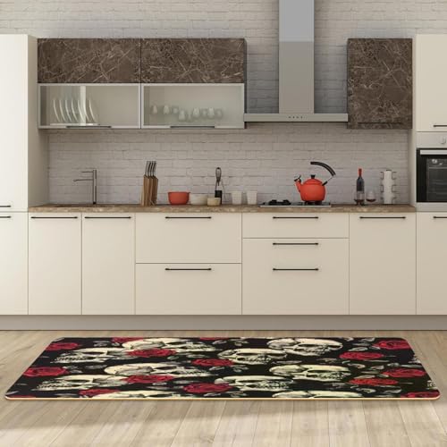 Tapis de cuisine lavables motif tête de mort pour éliminer les taches de sol - 6