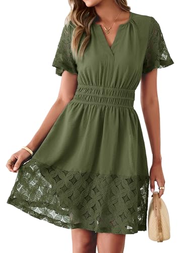 Image of Simplee Womens Boho Summer Dresses Casual Wedding Guest V Neck Short Sleeve Empire Waist A Line Tiered Mini Dress