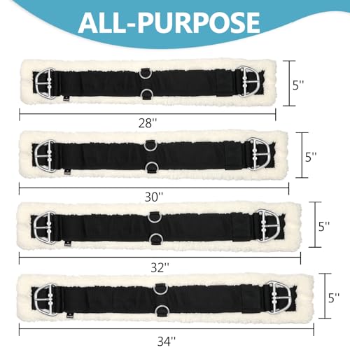 Esmorah Western Girths for Horses, Padded with Fleece, Breathable Back Cinch for Western Saddle with Stainless Steel Buckles, Anti-Slip Nylon Webbing Pony Horse Girth Choice 32